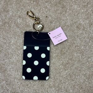 Kate Spade Black and Gold Polka Dot ID Holder, NEW